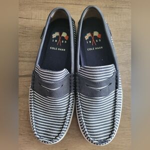 Cole Haan Navy and White Striped Men's Slip-Ons